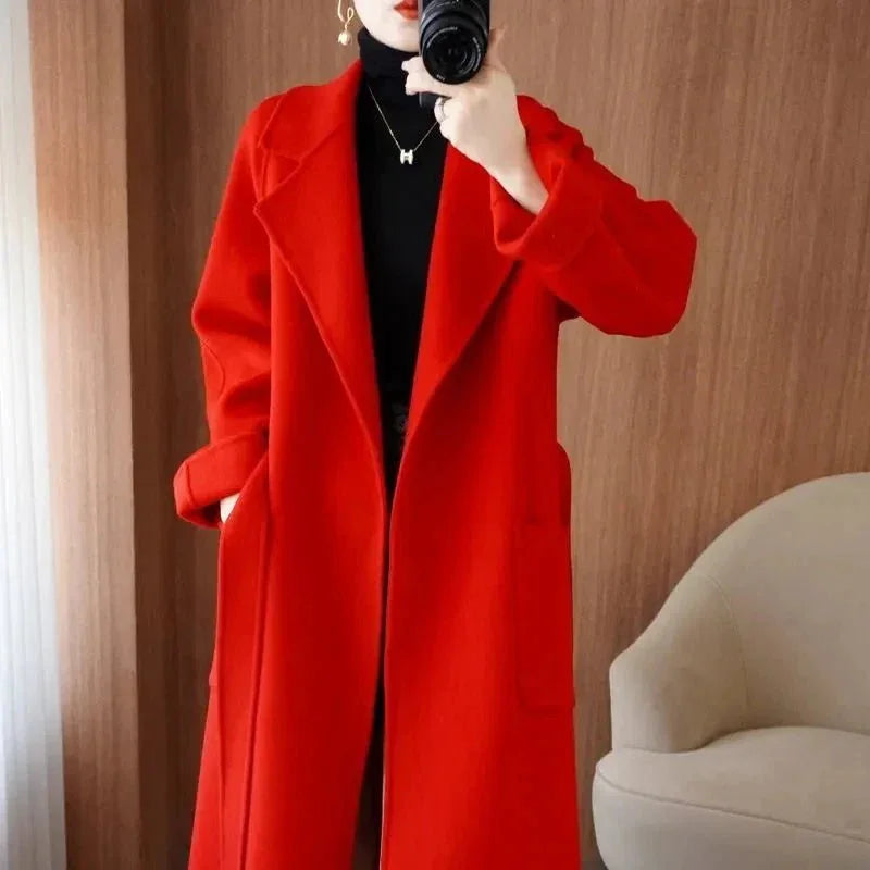 100% Wool Autumn/Winter Cashmere Coat with Belt - Luxlife Brands