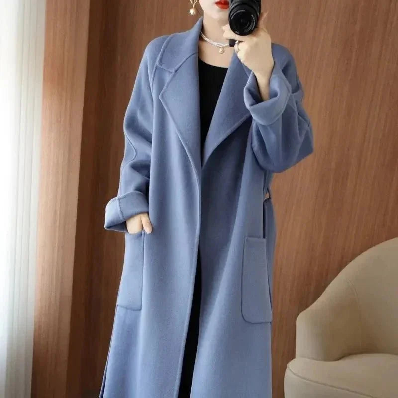 100% Wool Autumn/Winter Cashmere Coat with Belt - Luxlife Brands