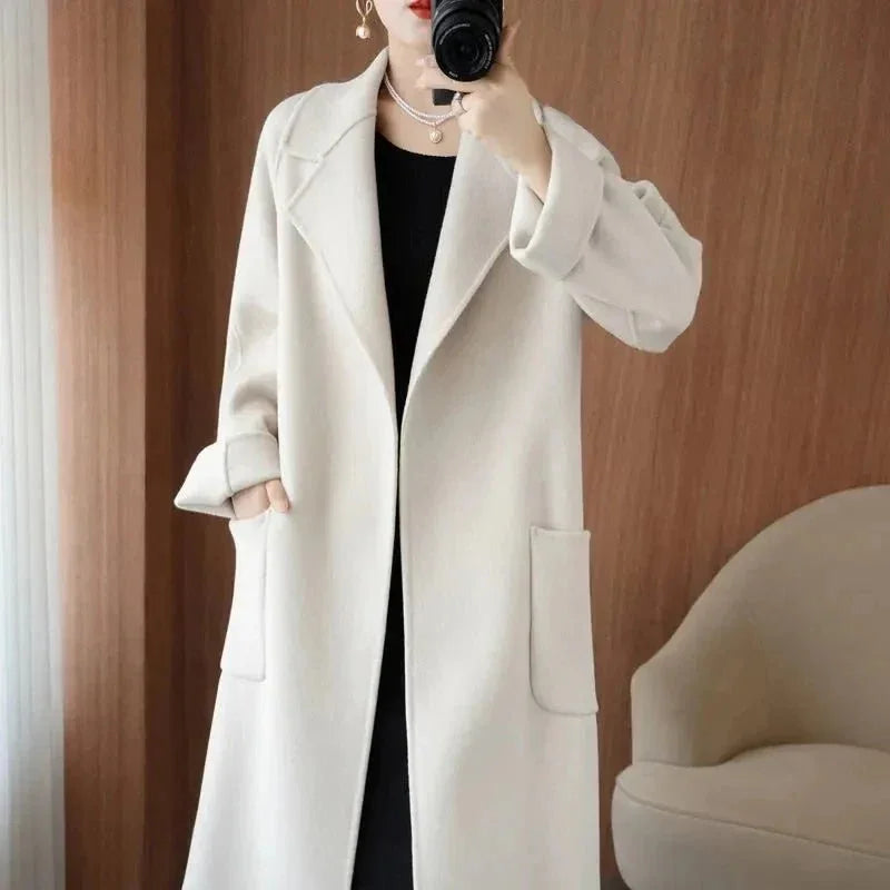 100% Wool Autumn/Winter Cashmere Coat with Belt - Luxlife Brands