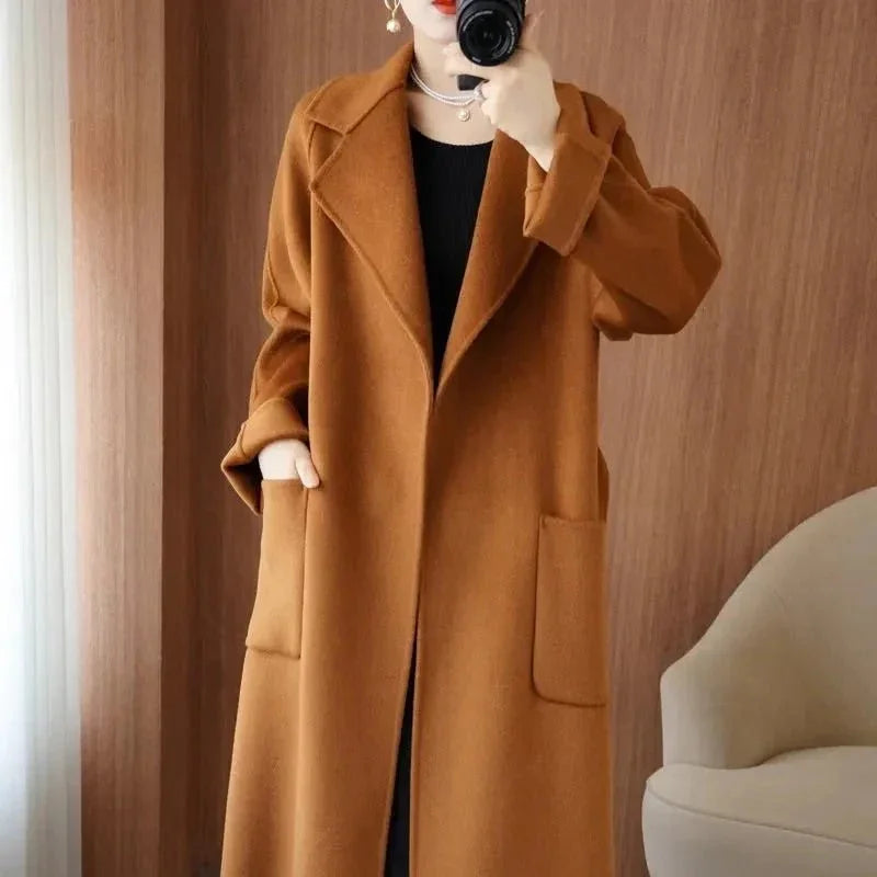 100% Wool Autumn/Winter Cashmere Coat with Belt - Luxlife Brands