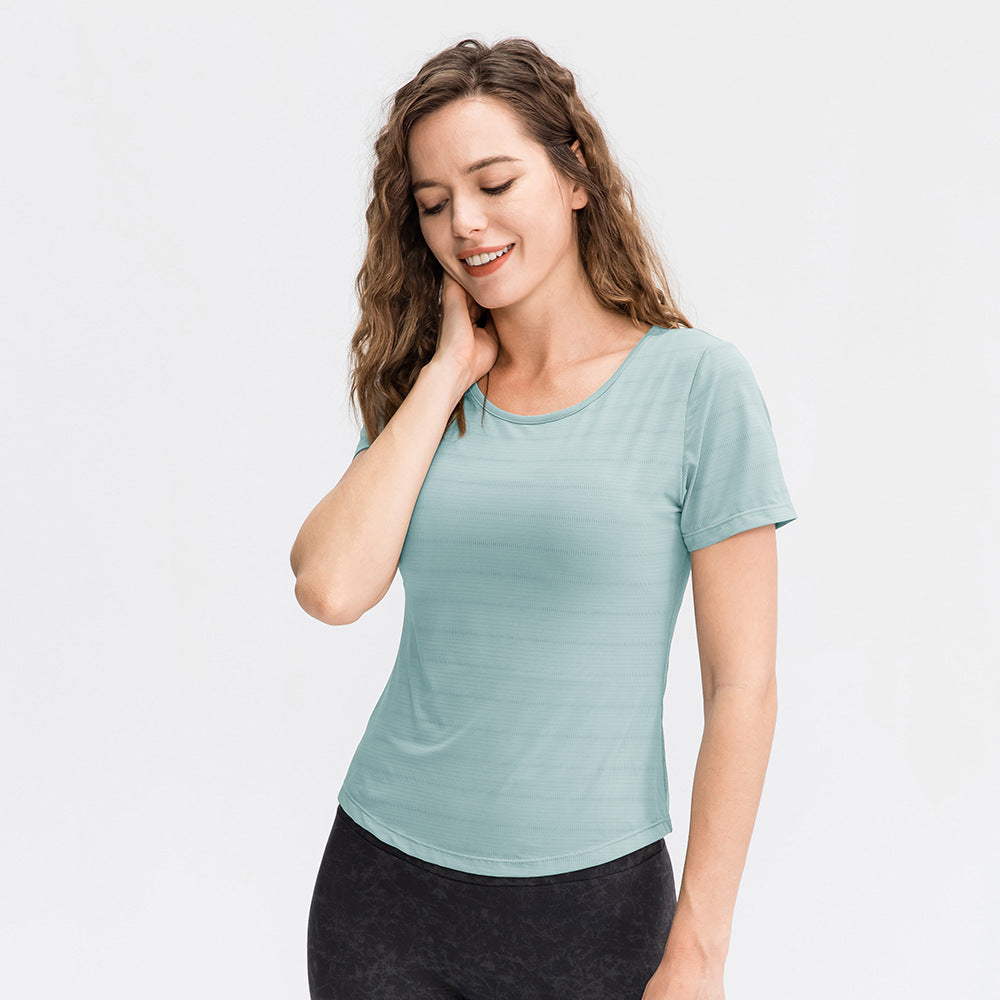 Spring Summer Loose Yoga Clothes Short Sleeve Women Nylon Ice Breathable Running Top Sports Casual Fitness T-shirt Bella Mia