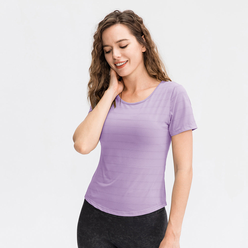 Spring Summer Loose Yoga Clothes Short Sleeve Women Nylon Ice Breathable Running Top Sports Casual Fitness T-shirt Bella Mia