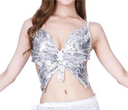 Sequined Performance Show Top Belly Dance Sequined Butterfly Bra DS Nightclub Stage Sequined Butterfly Top Bella Mia