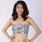Sequined Tube Top Sexy High Elastic Sequin Anti Exposure Wrapped Chest Sequined Performance Top Bella Mia