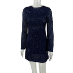 Sequined Elegant Slim Fit Sexy See through High Waist Backless A line Dress Bella Mia