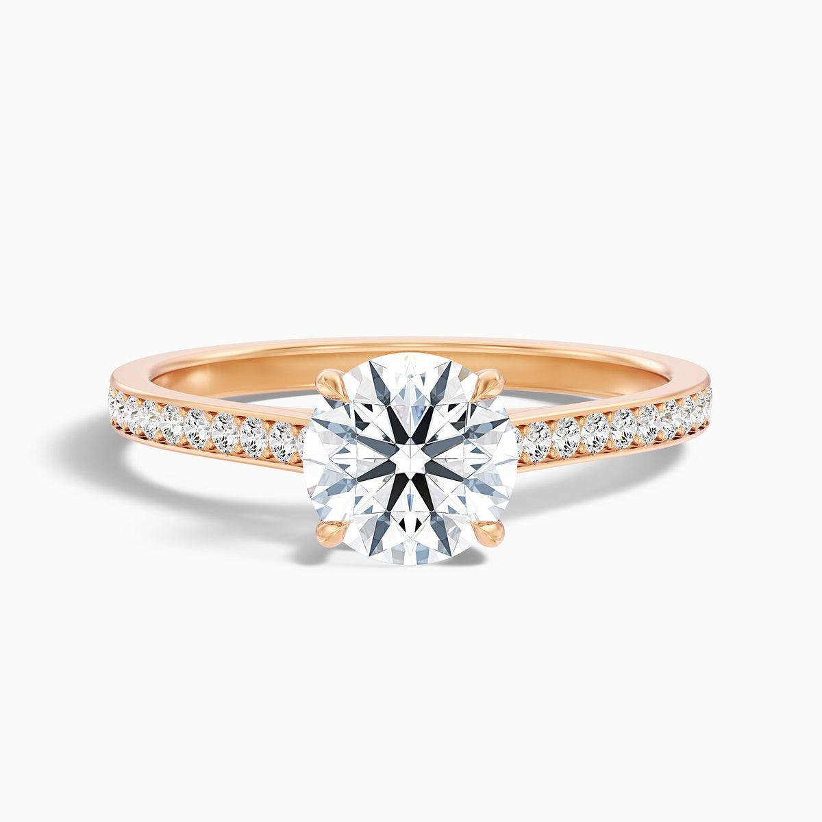 Mira 5.5 Carat Round Side Stone Pave Moissanite Engagement Ring in 14k White Gold