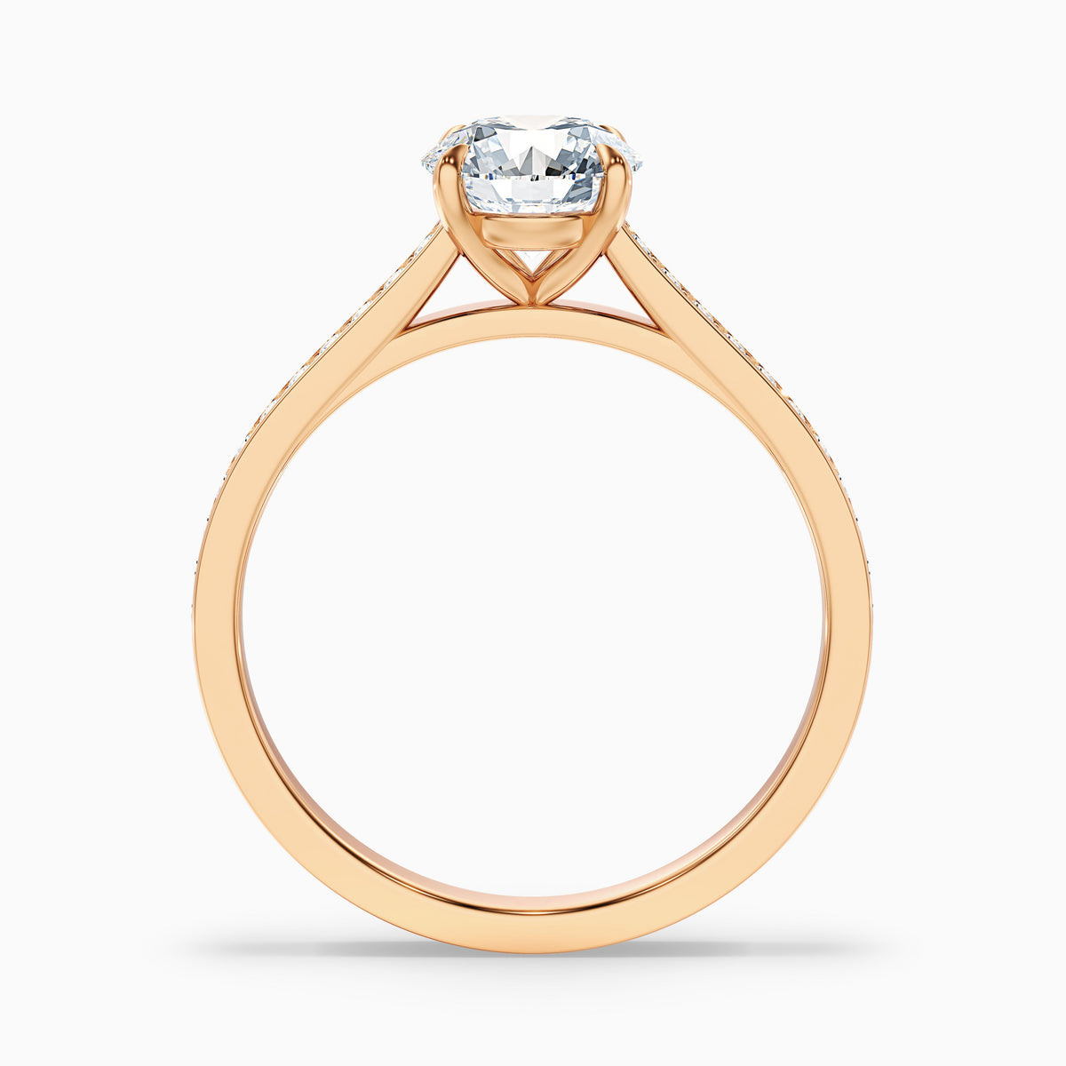 Mira 4.5 Carat Round Side Stone Pave Moissanite Engagement Ring in 18k White Gold
