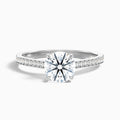 Mira 4 Carat Round Side Stone Pave Moissanite Engagement Ring in 14k White Gold