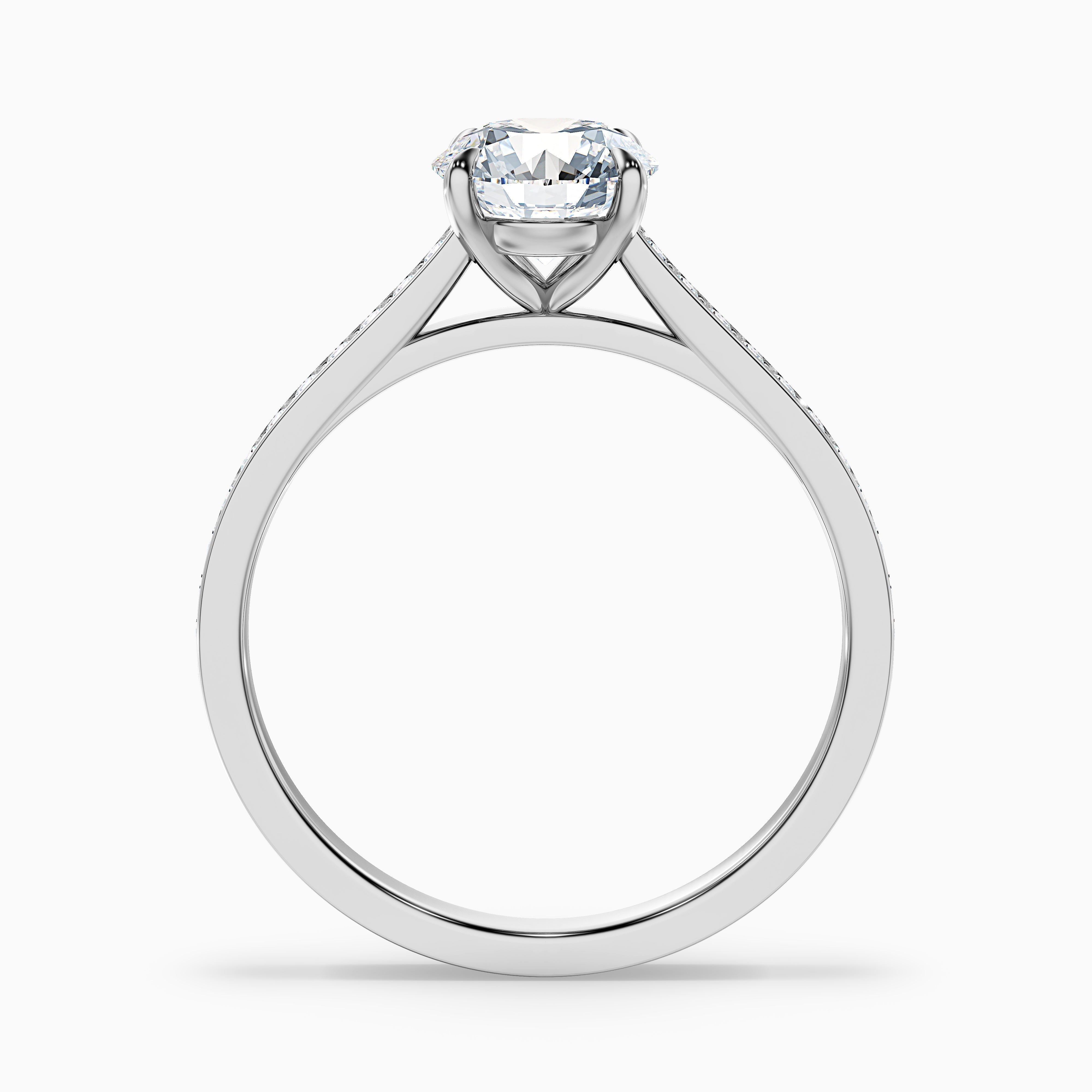Mira 5 Carat Round Side Stone Pave Moissanite Engagement Ring in 18k Rose Gold