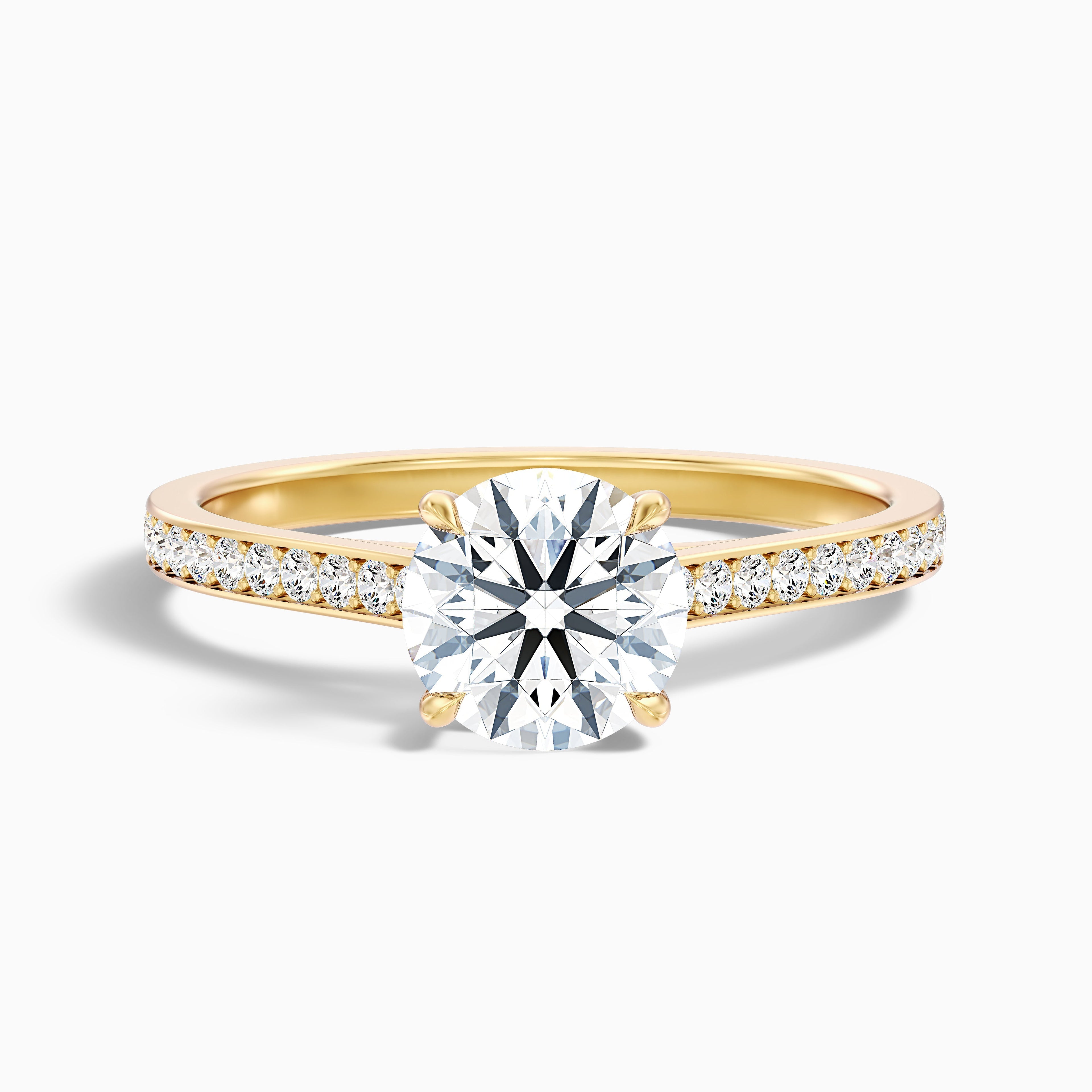 Mira 4.5 Carat Round Side Stone Pave Moissanite Engagement Ring in 10k Rose Gold