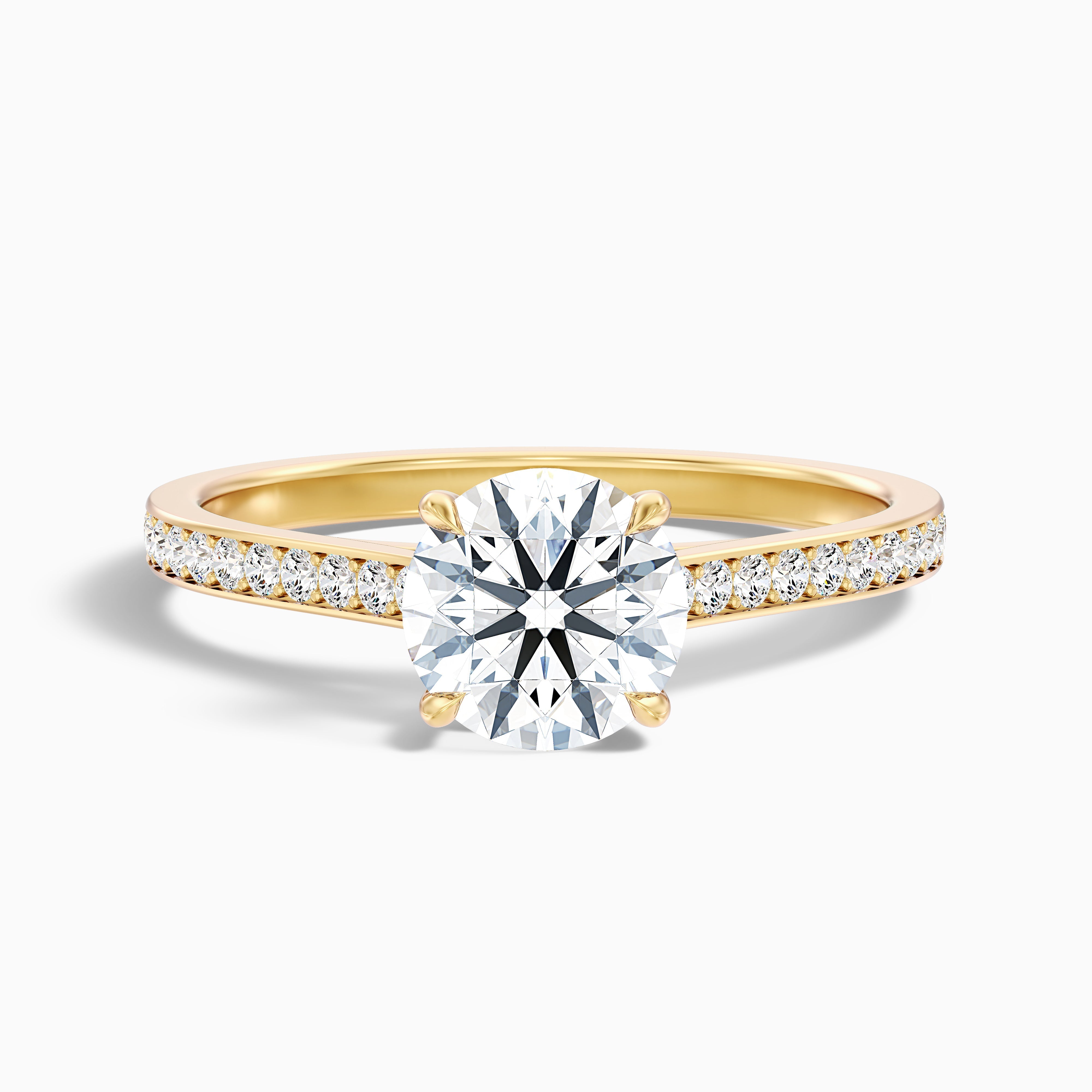 Mira 2.5 Carat Round Side Stone Pave Moissanite Engagement Ring in Platinum