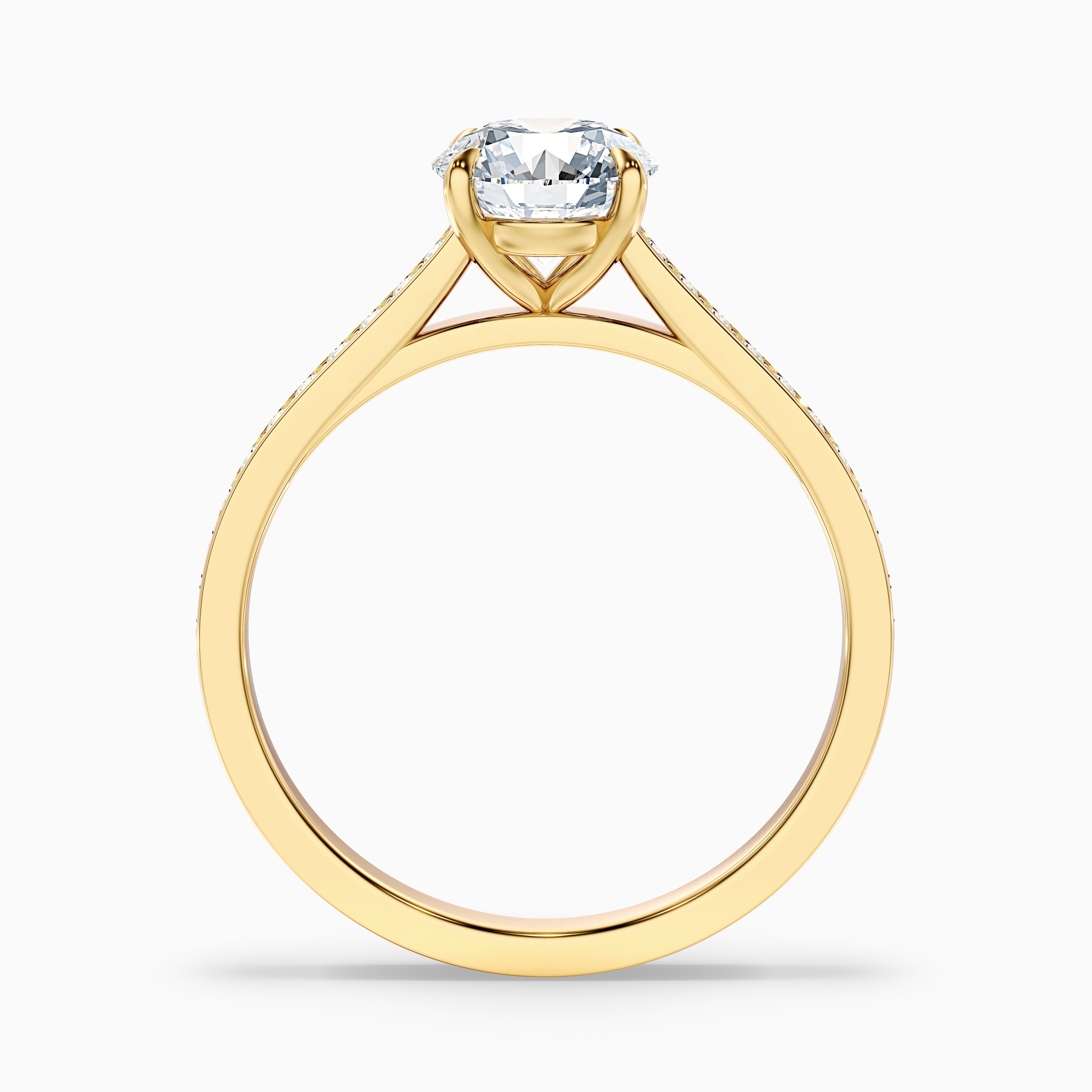 Mira 4.5 Carat Round Side Stone Pave Moissanite Engagement Ring in 18k Yellow Gold