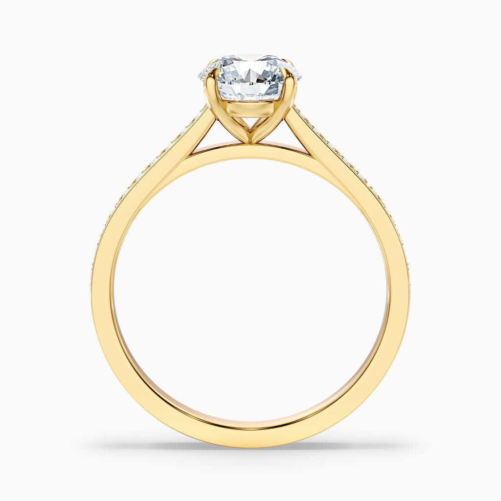 Mira 1 Carat Round Side Stone Pave Moissanite Engagement Ring in 18k Rose Gold