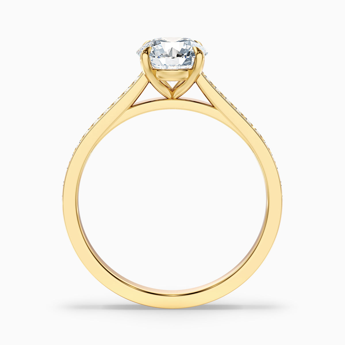 Mira 2 Carat Round Side Stone Pave Moissanite Engagement Ring in 10k Rose Gold