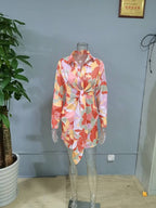 Sexy Women Wear Digital Printing Series Button Long Sleeve Shirt Dress Bella Mia