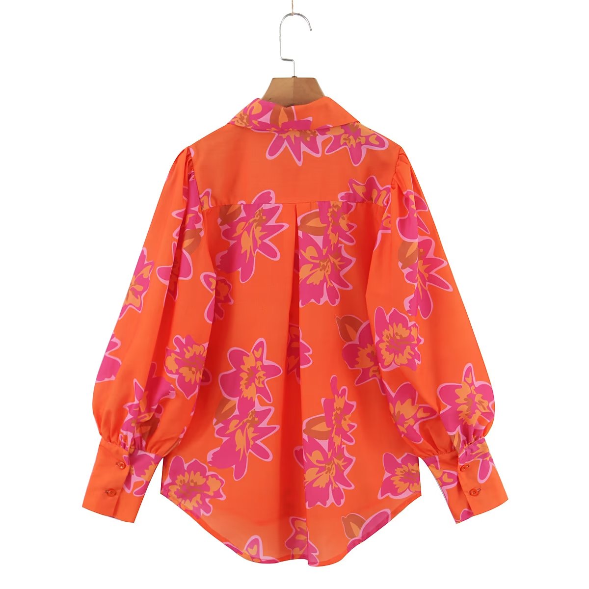 Autumn Winter Women Clothing Floral Printing Collared Single Breasted Shirt Bella Mia