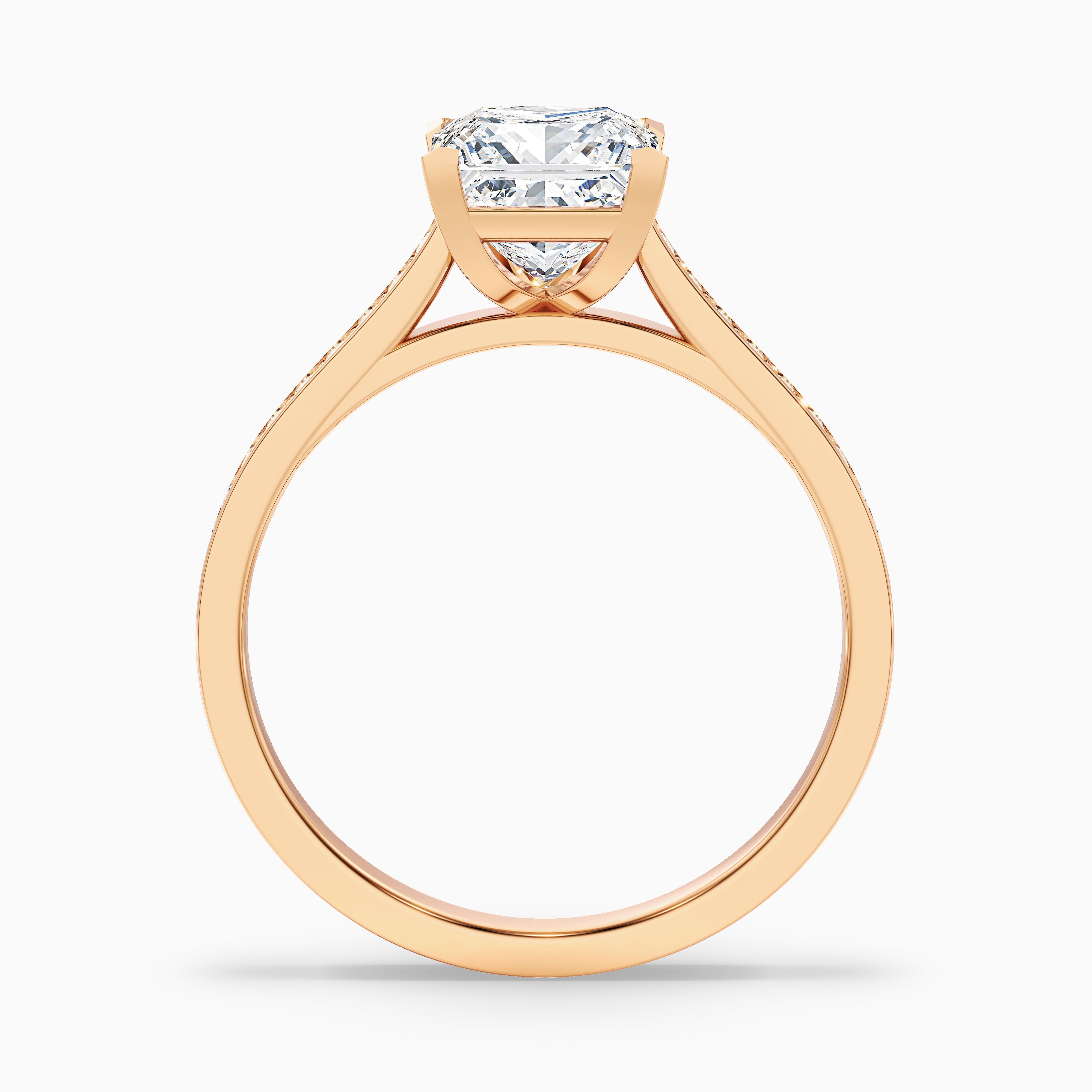Ava 2.5 Carat Princess Cut Side Stone Pave Moissanite Engagement Ring in 18k White Gold