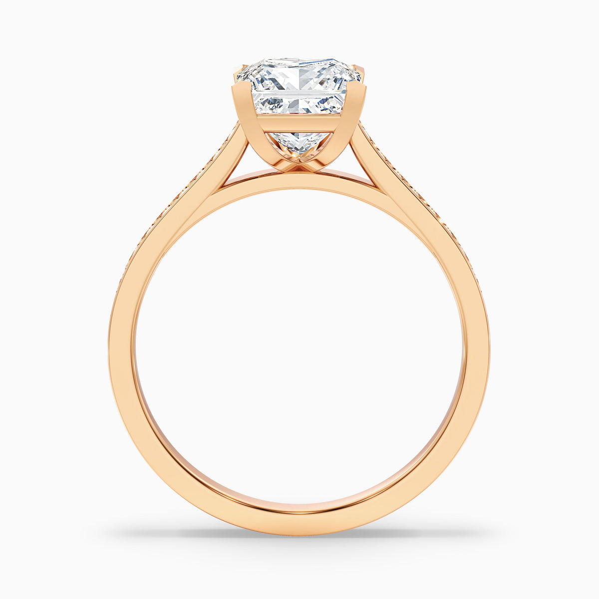 Ava 3.5 Carat Princess Cut Side Stone Pave Moissanite Engagement Ring in 10k White Gold