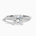 Ava 1.5 Carat Princess Cut Side Stone Pave Moissanite Engagement Ring in 18k White Gold