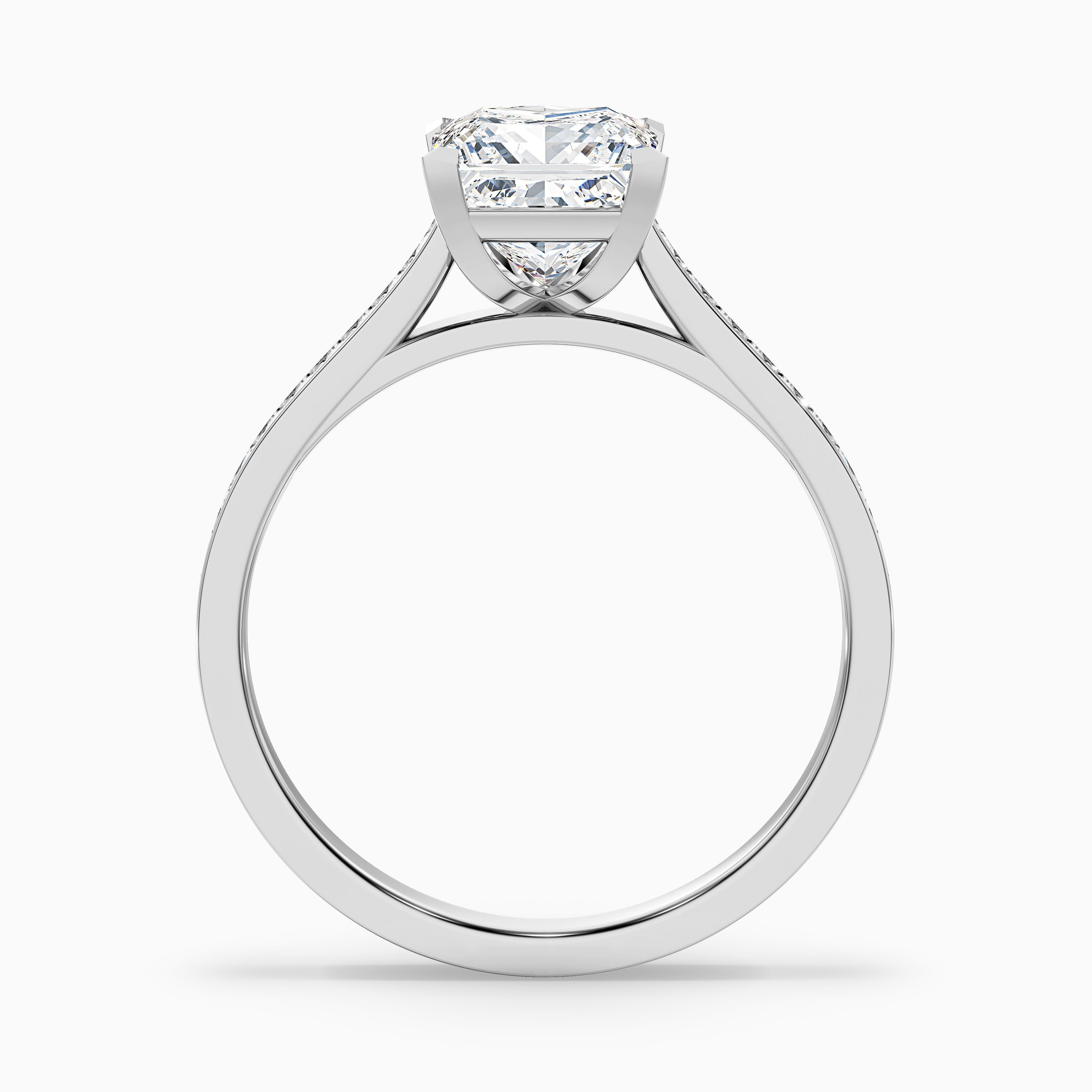 Ava 3.5 Carat Princess Cut Side Stone Pave Moissanite Engagement Ring in 10k Rose Gold