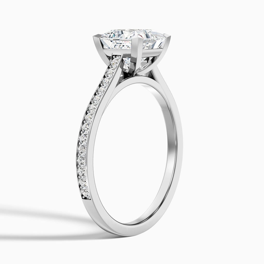 Ava 5.5 Carat Princess Cut Side Stone Pave Moissanite Engagement Ring in 10k Rose Gold