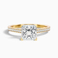 Ava 1 Carat Princess Cut Side Stone Pave Moissanite Engagement Ring in 10k Yellow Gold