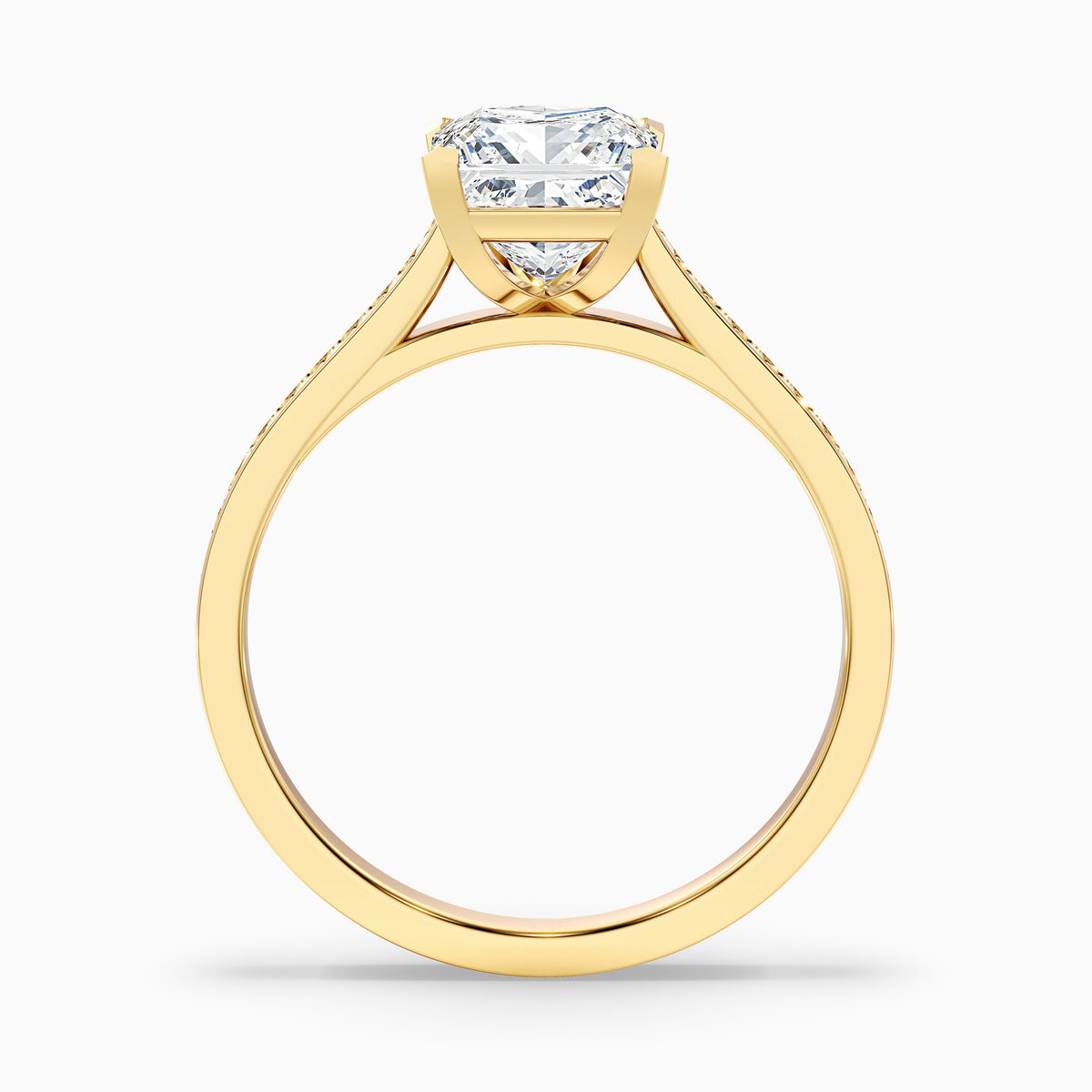 Ava 3.5 Carat Princess Cut Side Stone Pave Moissanite Engagement Ring in 10k White Gold