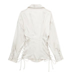 Autumn Women Long Sleeve Lace up Slim Fit Satin Shirt Bella Mia