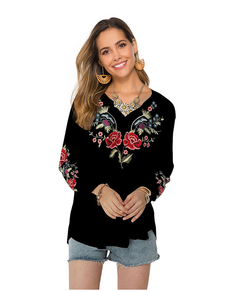 Loose Design Shirt Women Autumn Women Clothing Embroidered Shirt Bella Mia
