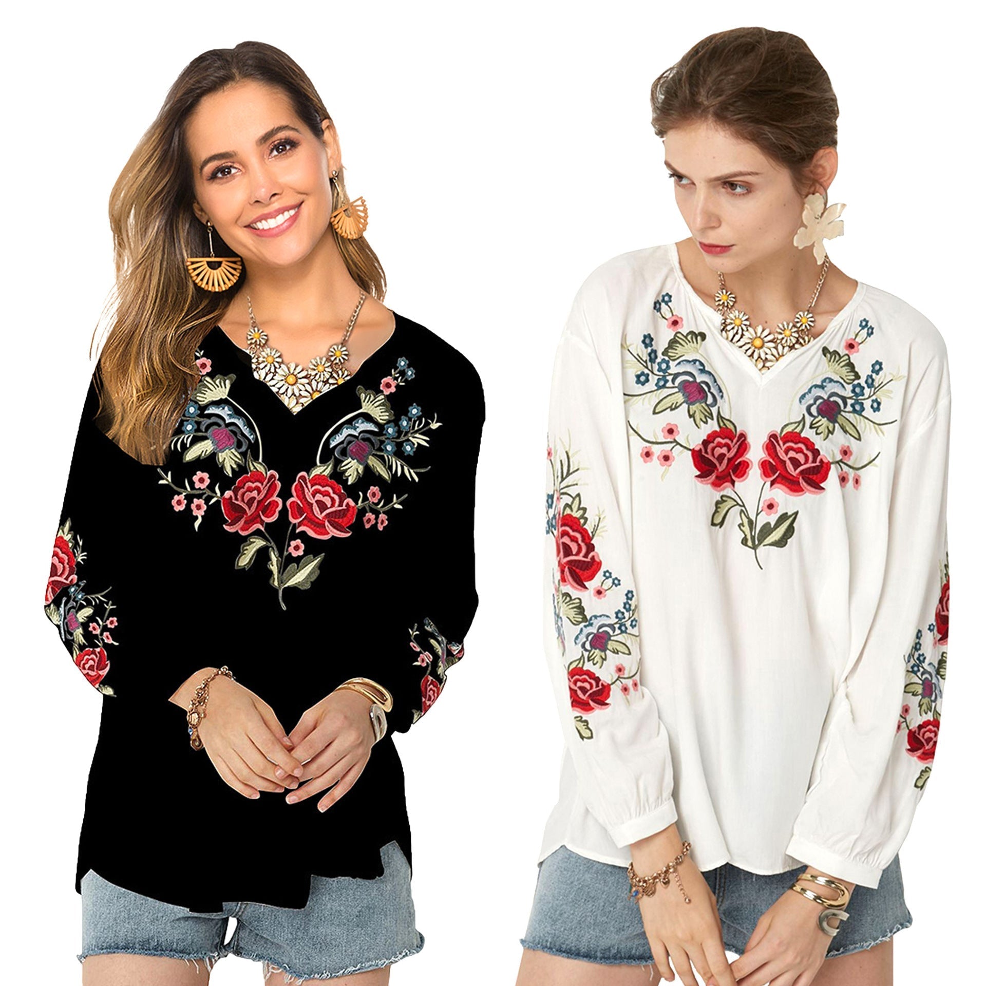 Loose Design Shirt Women Autumn Women Clothing Embroidered Shirt Bella Mia