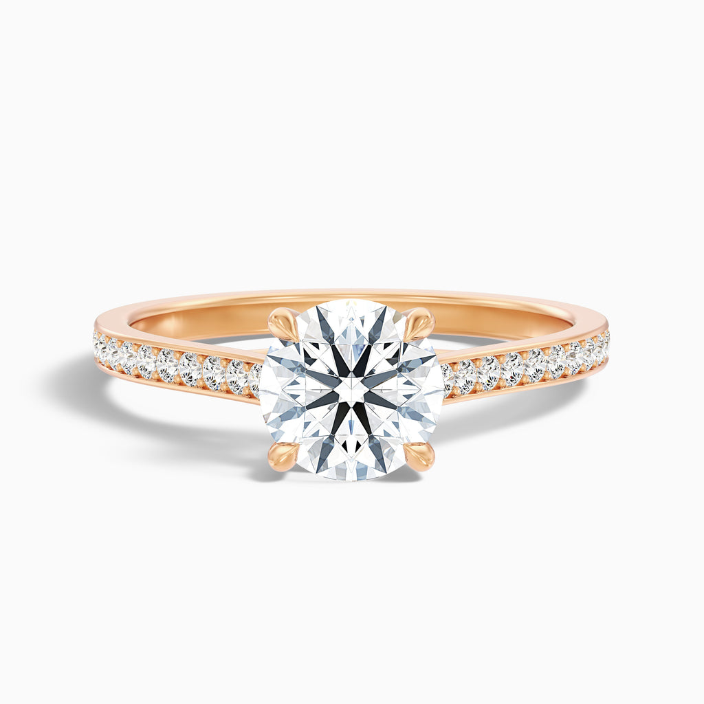 Kate 3 Carat Round Side Stone Pave Moissanite Engagement Ring in 10k White Gold