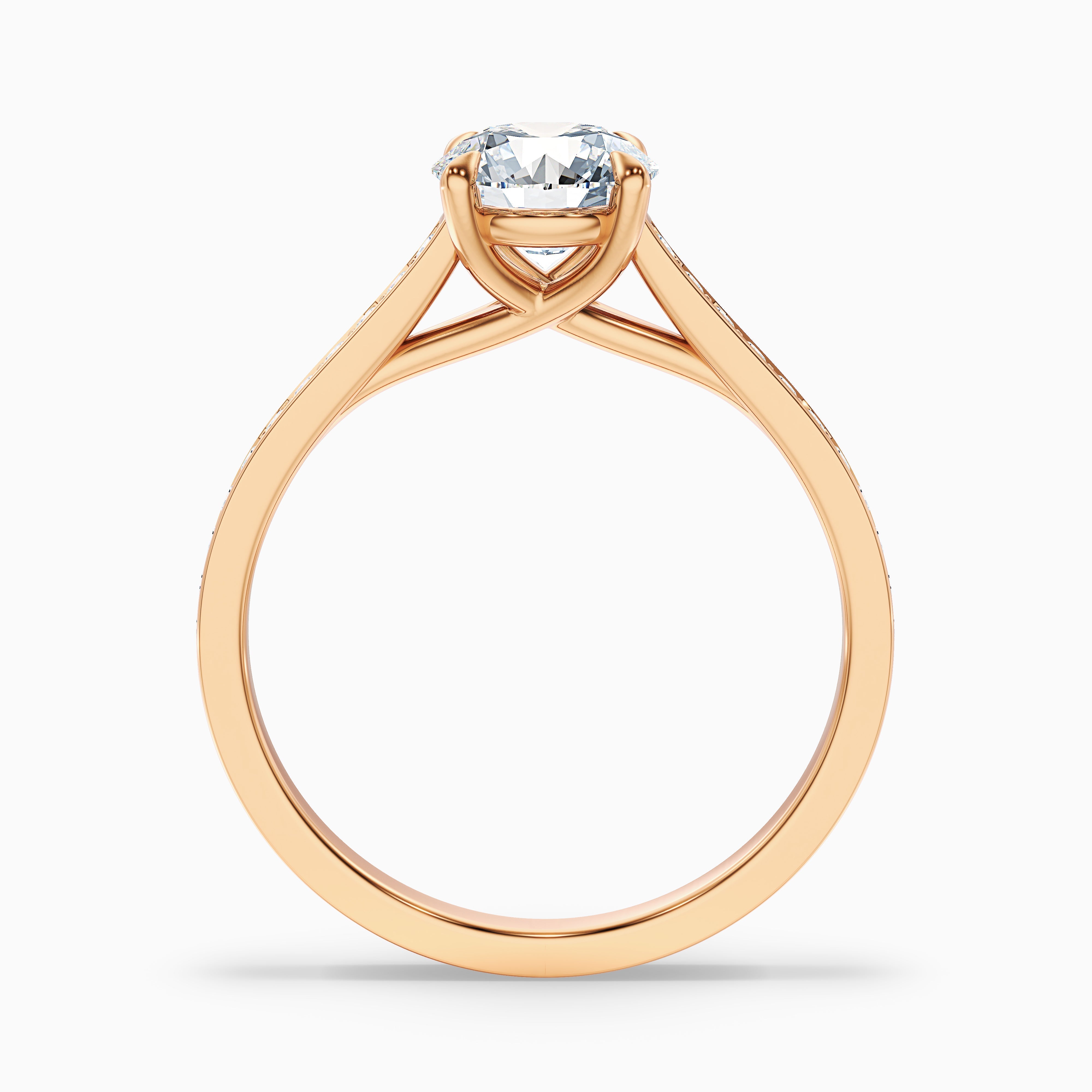 Kate 1.5 Carat Round Side Stone Pave Moissanite Engagement Ring in 10k White Gold
