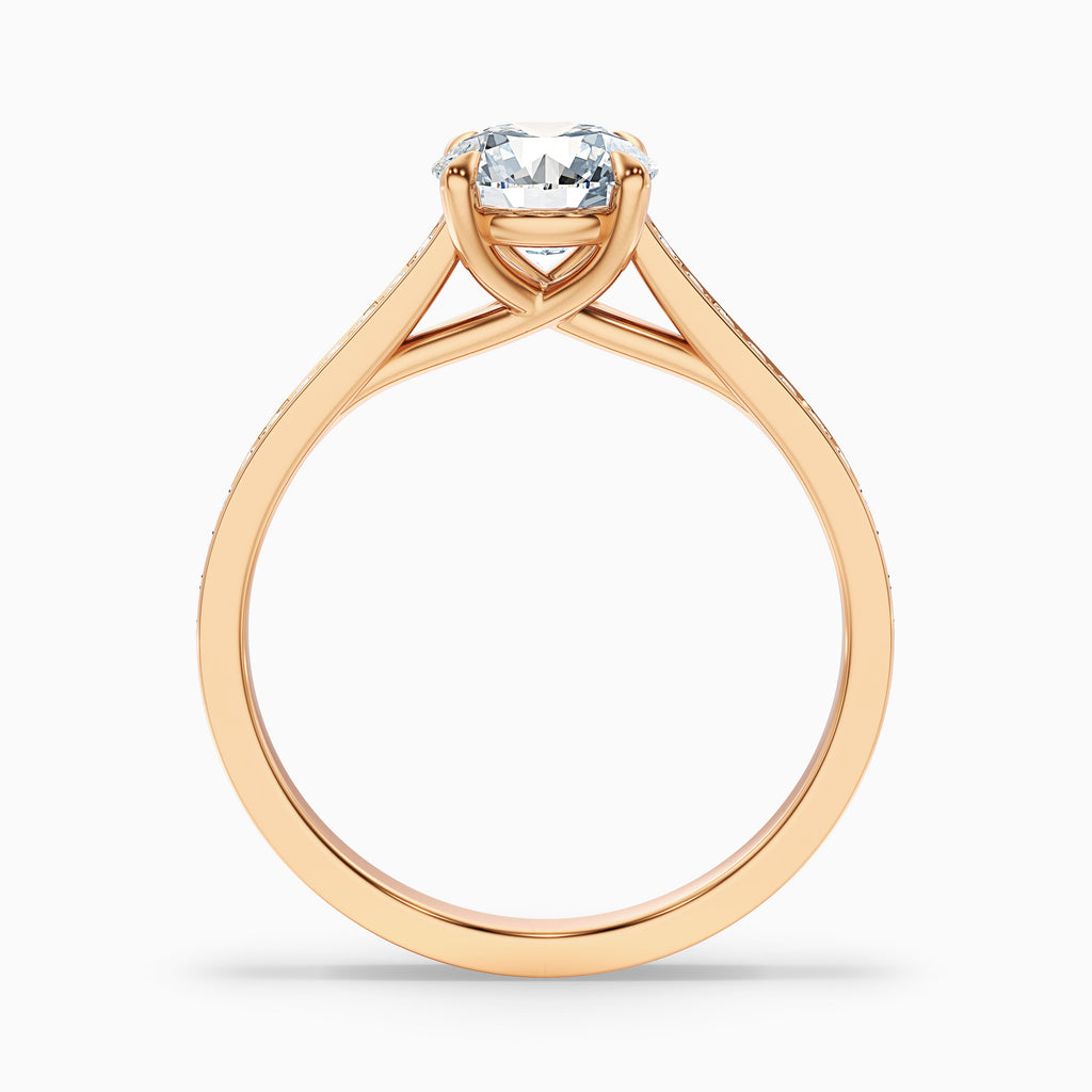 Kate 5 Carat Round Side Stone Pave Moissanite Engagement Ring in 18k Yellow Gold