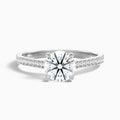Kate 2 Carat Round Side Stone Pave Moissanite Engagement Ring in 18k White Gold