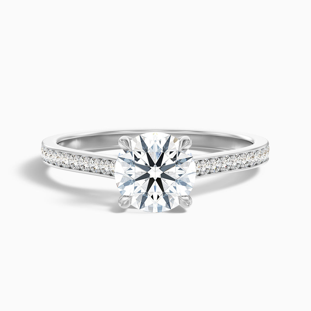 Kate 4.5 Carat Round Side Stone Pave Moissanite Engagement Ring in 10k Yellow Gold
