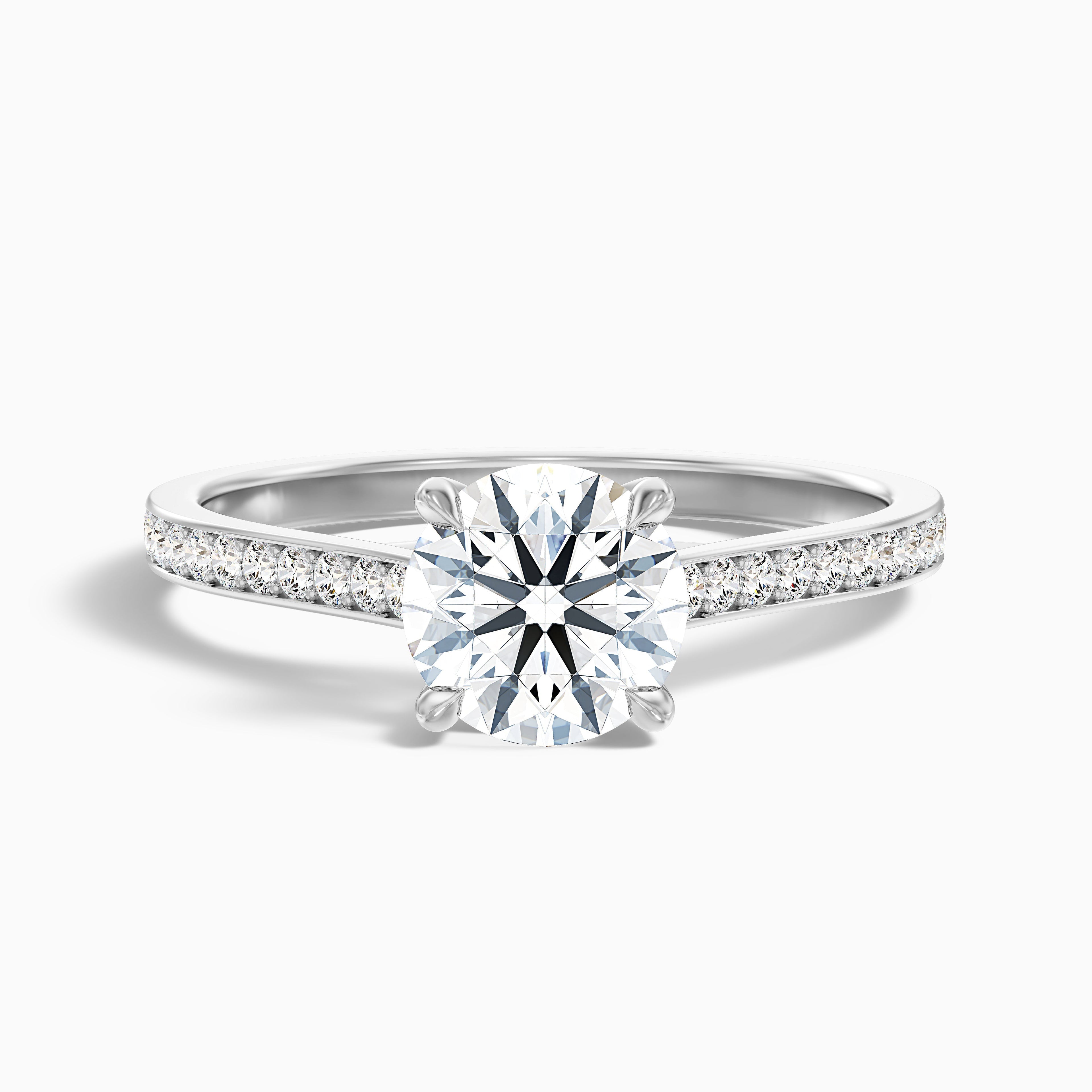 Kate 2.5 Carat Round Side Stone Pave Moissanite Engagement Ring in 10k White Gold