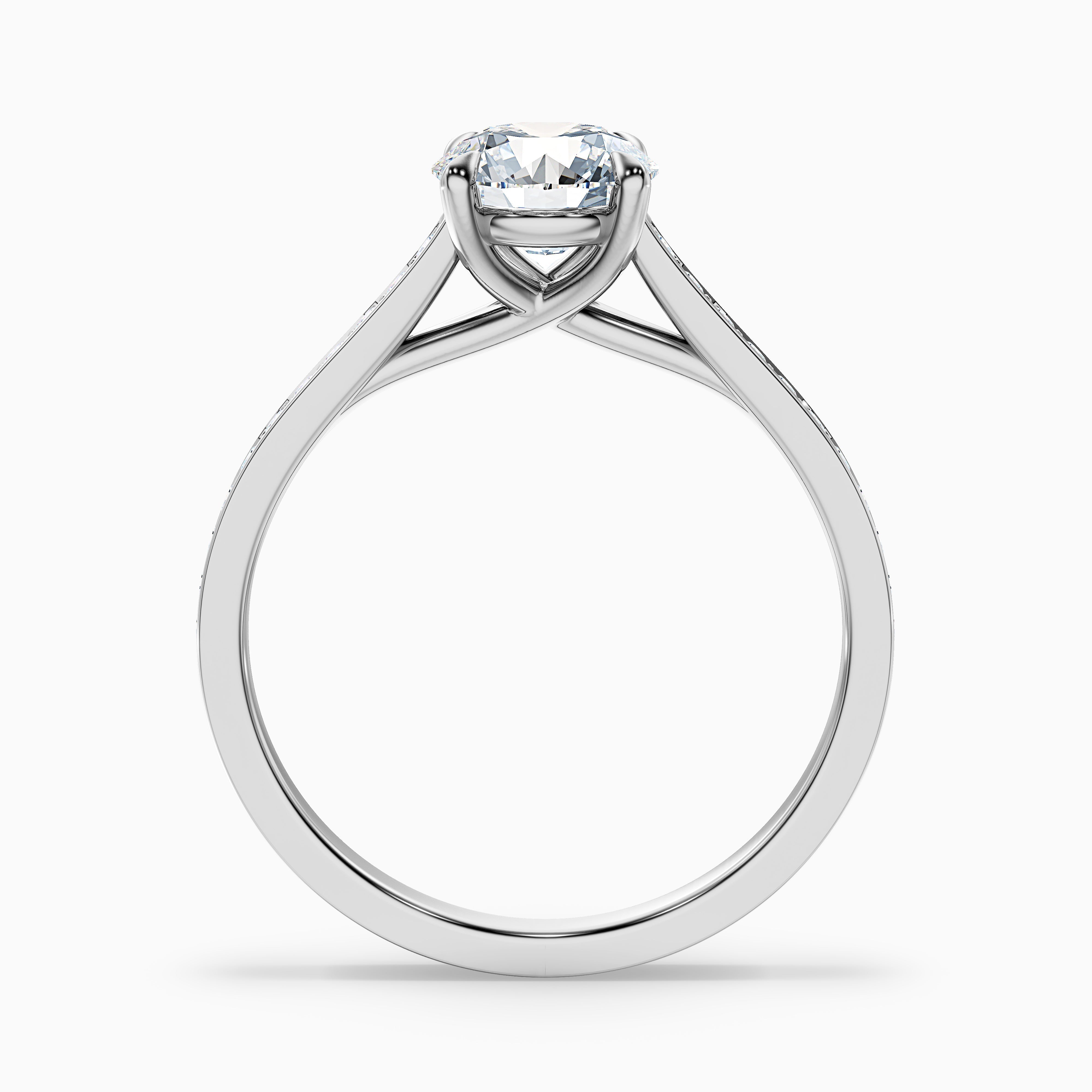 Kate 4.5 Carat Round Side Stone Pave Moissanite Engagement Ring in 18k Rose Gold