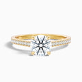 Kate 2 Carat Round Side Stone Pave Moissanite Engagement Ring in 10k Yellow Gold