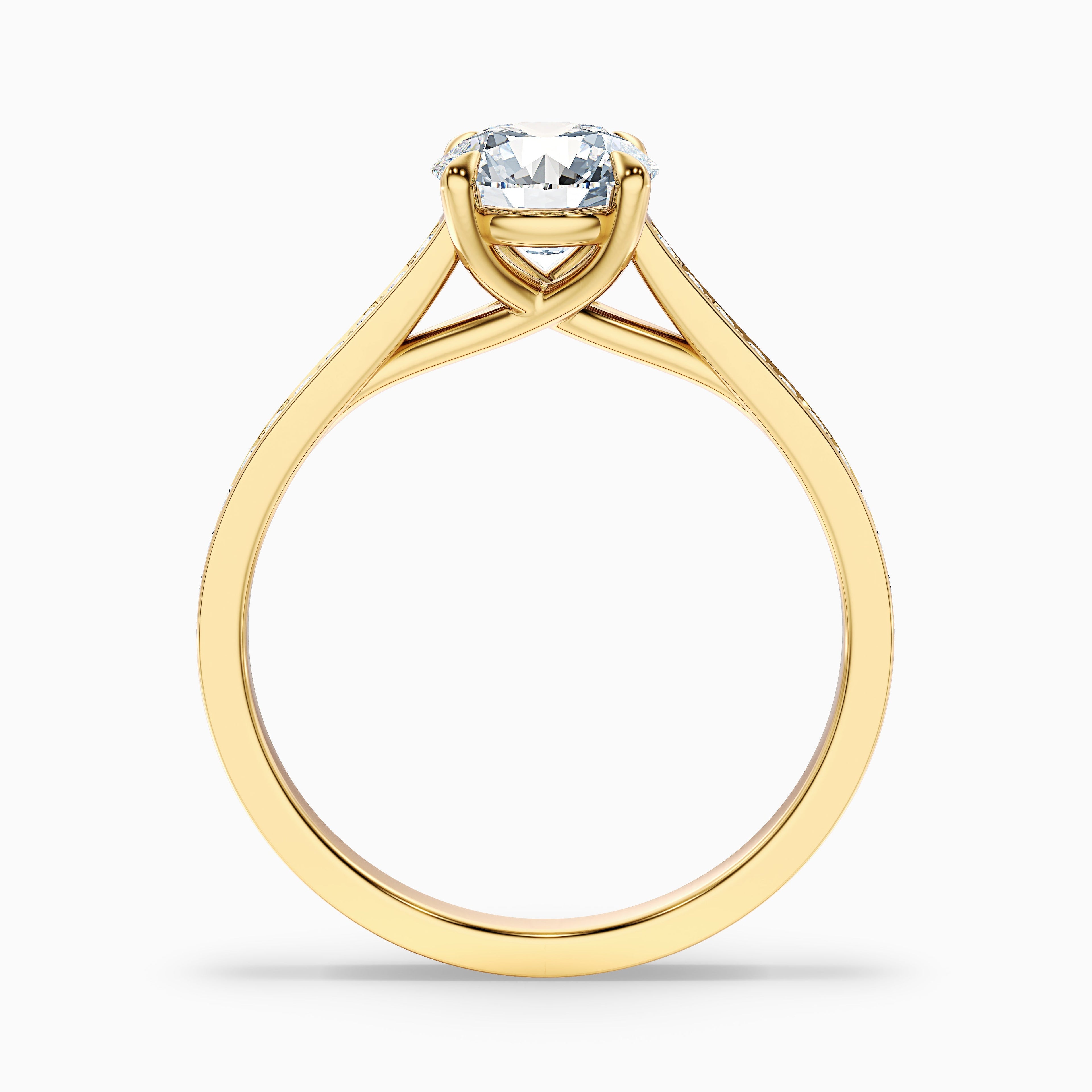 Kate 2.5 Carat Round Side Stone Pave Moissanite Engagement Ring in 18k Rose Gold