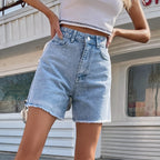 Fashionable Loose Casual Women Clothing Denim Shorts High Waist Loose Slimming Slimming Pants Bella Mia