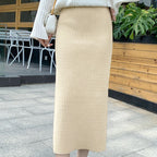 Knitted Skirt Women Autumn Winter with Sweater High Waist Mid Length Wool Thickened Split Hip Skirt Tide Bella Mia