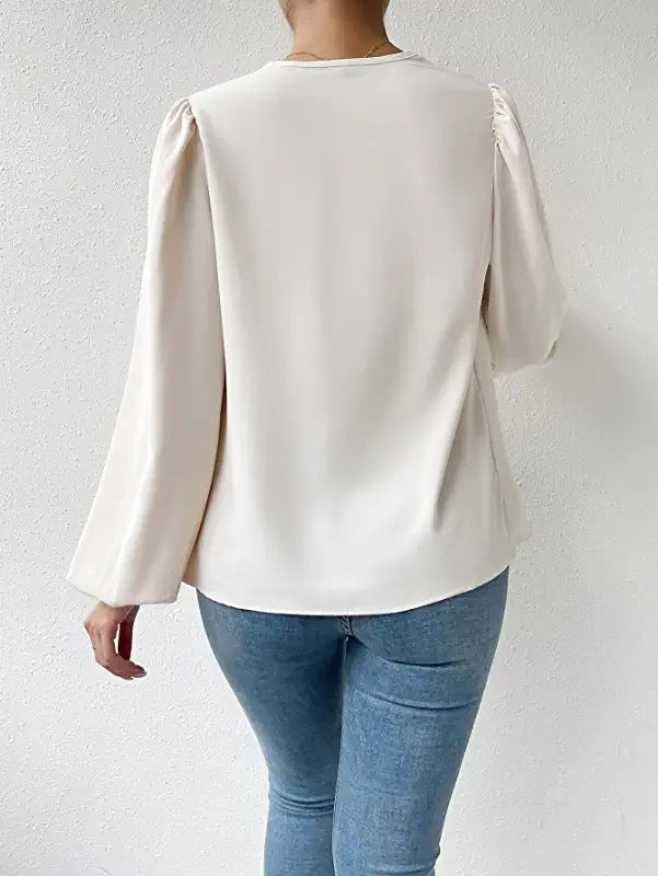 Long Sleeved Shirt Loose Draped V neck Top T shirt Women Clothing Bella Mia