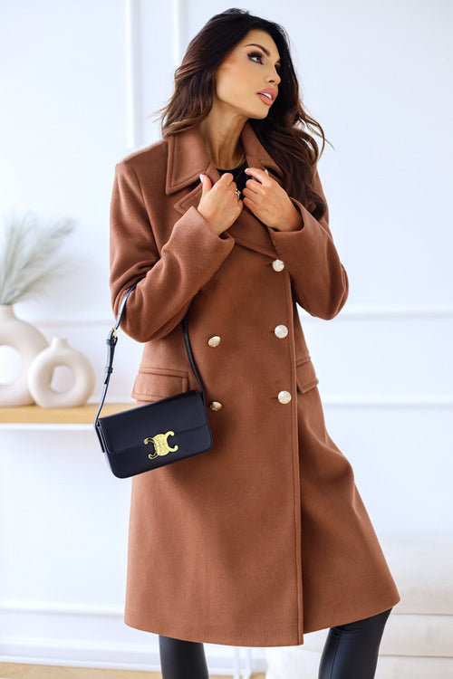 Autumn Winter Simplicity Long Sleeve Collared Double Breasted Woolen Coat Women Clothing Bella Mia
