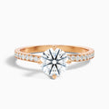 Faye 4 Carat Round Side Stone Pave Moissanite Engagement Ring in 10k Rose Gold