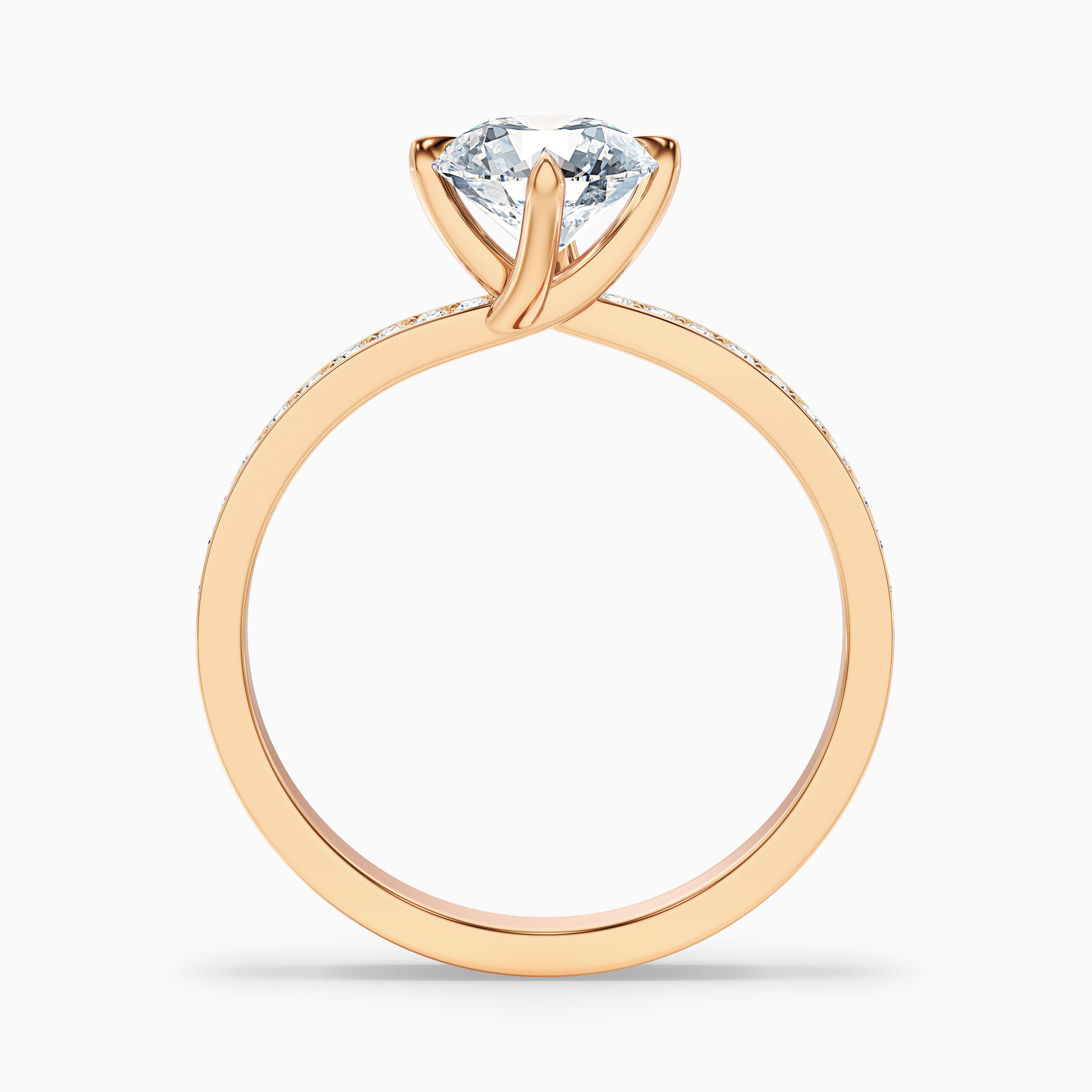 Faye 5.5 Carat Round Side Stone Pave Moissanite Engagement Ring in Platinum