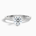 Faye 2.5 Carat Round Side Stone Pave Moissanite Engagement Ring in 14k White Gold