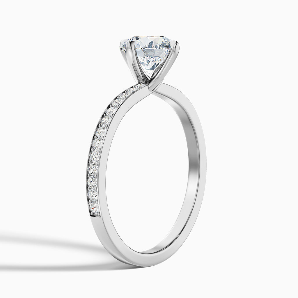 Faye 3 Carat Round Side Stone Pave Moissanite Engagement Ring in Platinum