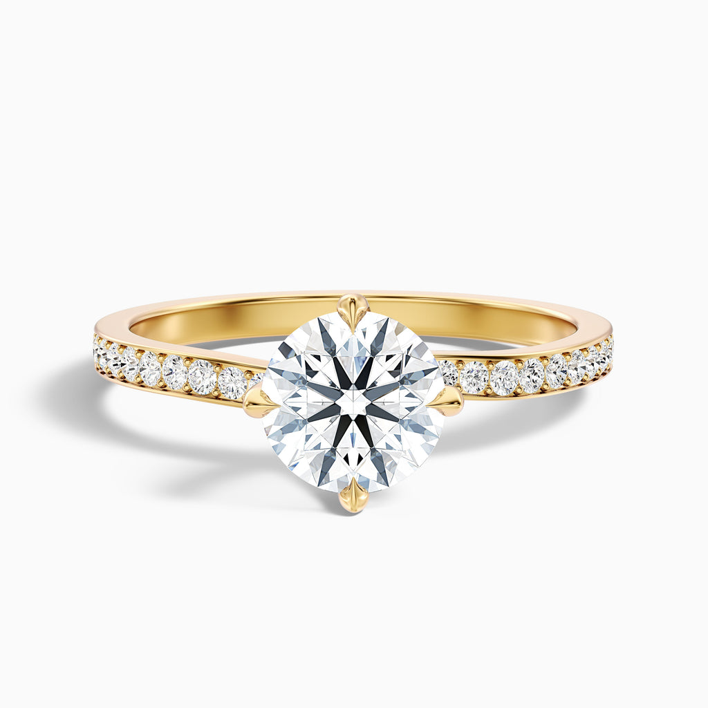Faye 2.5 Carat Round Side Stone Pave Moissanite Engagement Ring in 14k Rose Gold