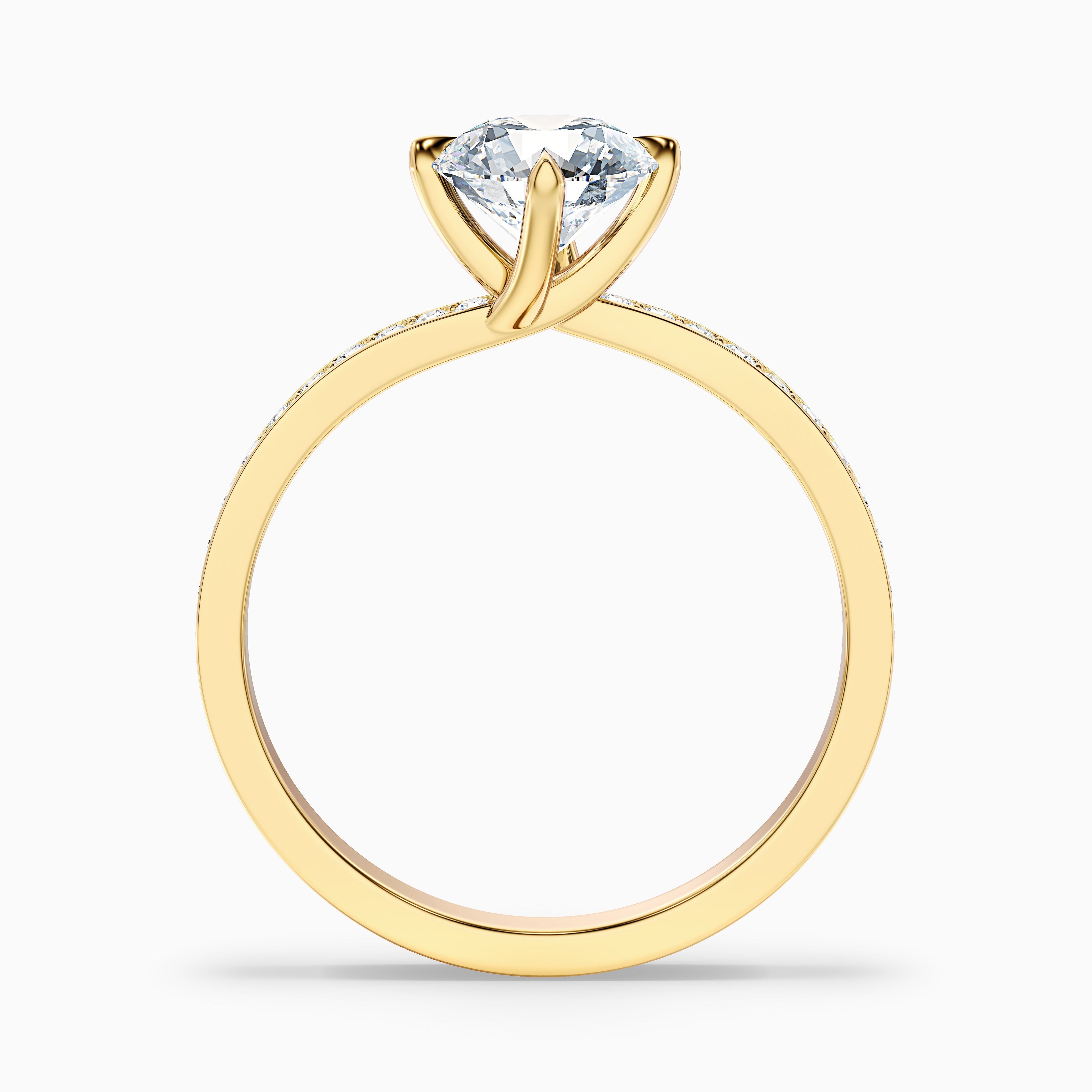 Faye 4.5 Carat Round Side Stone Pave Moissanite Engagement Ring in 18k Rose Gold