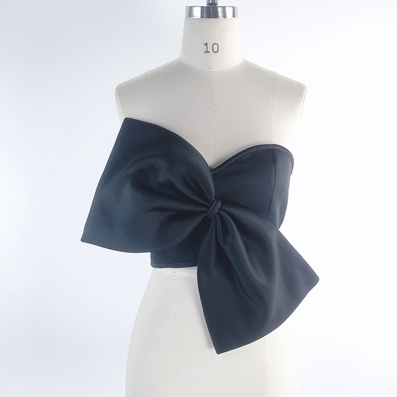 3D Bowknot Sexy Bow Wrapped Chest Strapless Short Top Shirt Women Women Tops Bella Mia